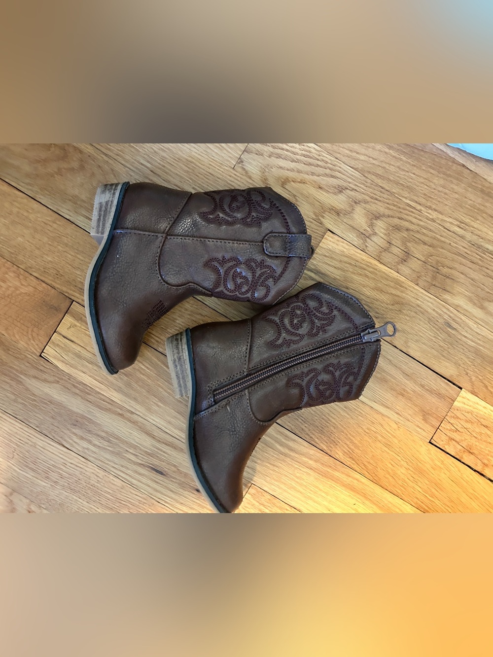 Cat & Jack Brown Toddler Western Zip Boots 6
